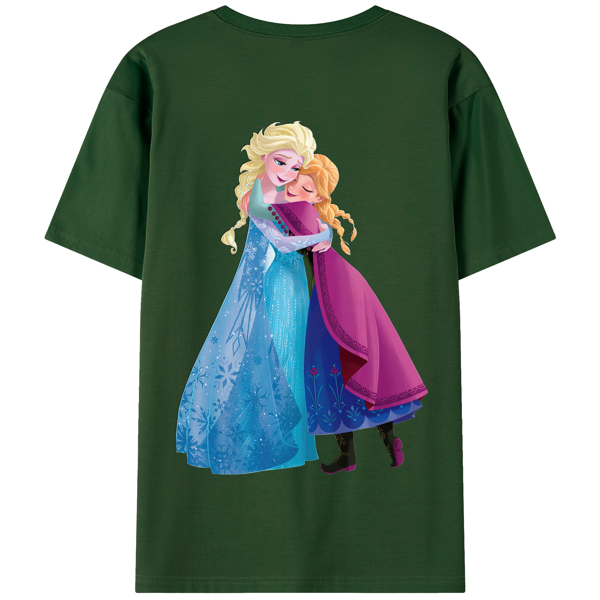 （画像用） アナと雪の女王 アンナ エルサ Frozen Anna Elsa 綿100％半袖Tシャツ（背面プリント）